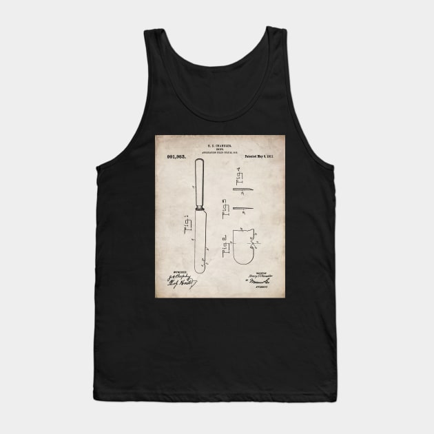 Cooking Knife Patent - Kitchen Chef Cook Farmhouse Art - Antique Tank Top by patentpress